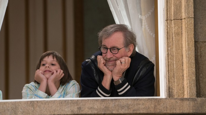 Director Steven Spielberg (right) and Actress Ruby Barnhill