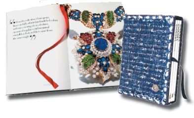 Right: Luxury house Chanel’s brand book is made of quilted leather, one of the commonly used materials for its bags. The book is priced at 700,000 won (597 dollar). Left: Another book contains images of a variety of high-end jewelry.
