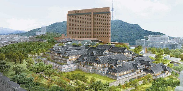 Rendering of Hotel Shilla’s planned hanok-themed hotel in Jangchung-dong, central Seoul. The Seoul city government rejected the plan because of the nearby cultural heritage sites including the Fortress Wall of Seoul. [HOTEL SHILLA] 