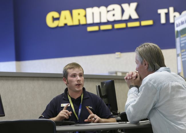 A customer at CarMax is making an inquiry about car leasing as he is trading in his used truck. Car leasing has become more difficult recently as its eligibility has been getting stricter.