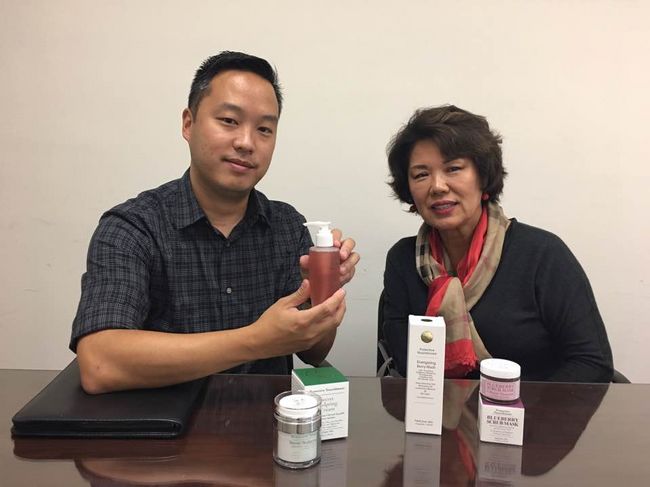 Protective founder Young Lee (on the right) explaining the company’s product with her son Leonard Lee, who has now taken over the business from his mother.