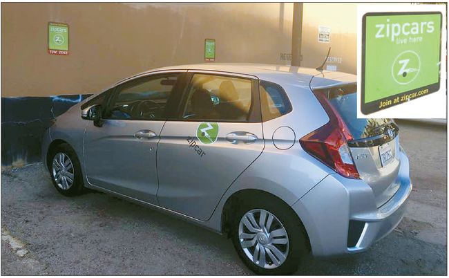 A Zipcar vehicle in the K-town LA, near 8th Street. [Photographed by Sung Yeon Lee, Korea Daily Los Angeles]