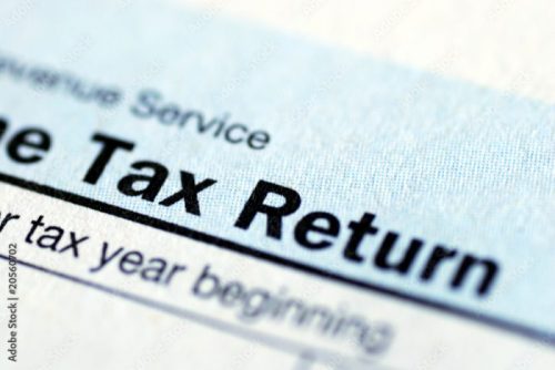 Close up view of the income tax return