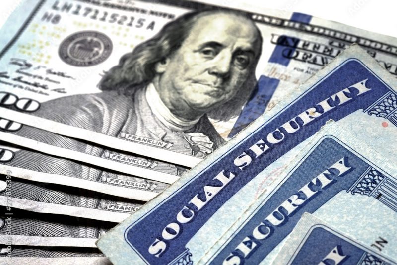 Social Security Cards in a Row Pile for Retirement