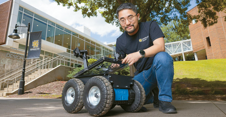 Professor Taeyoung Choi presents AI pest control robot MocoBot at Kennesaw State University