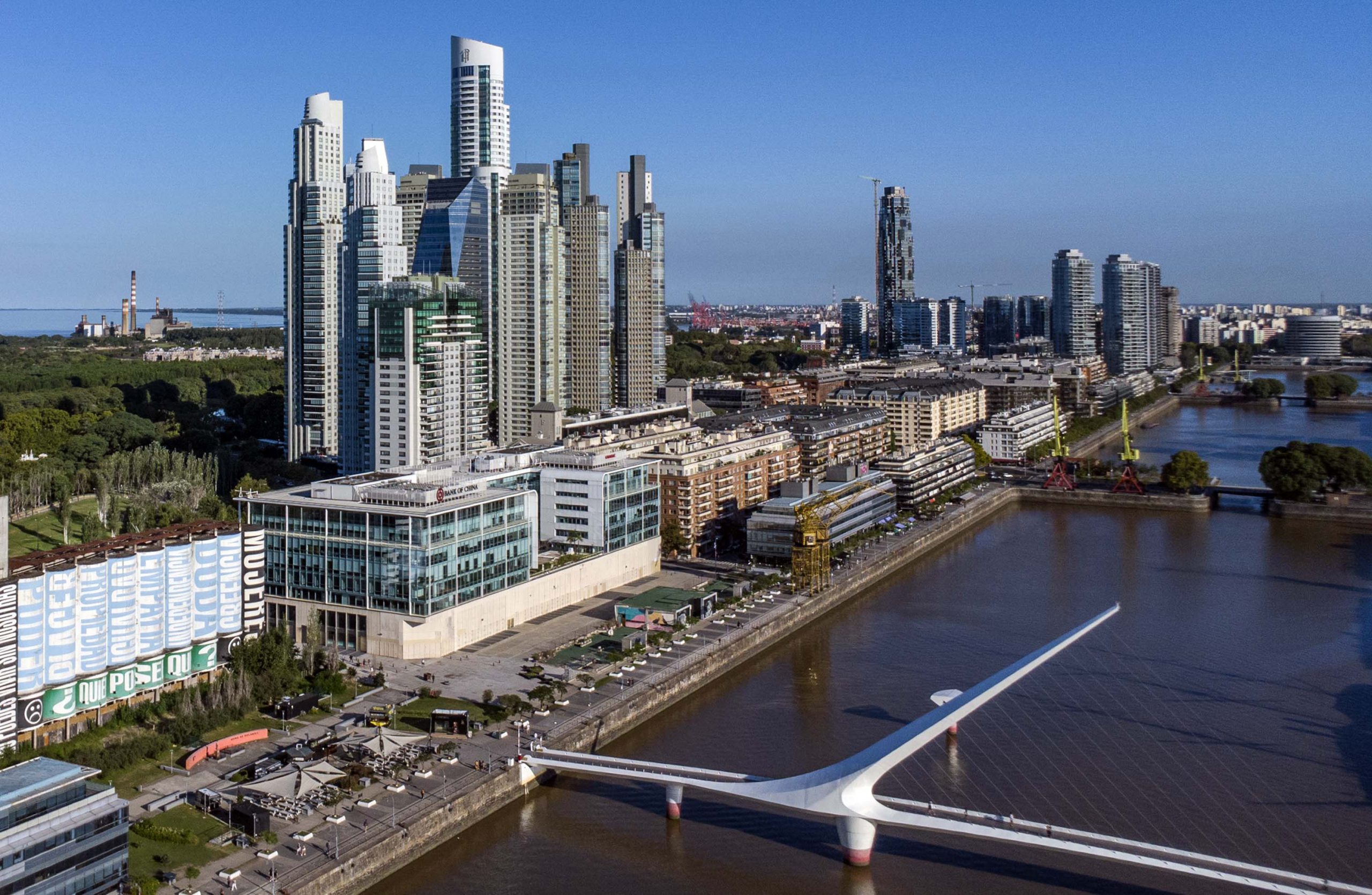 Puerto Madero skyline showing contrast of Argentina’s economic past and present