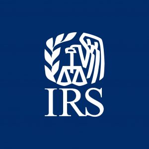 IRS logo on dark blue background, representing the agency involved in the ICE data-sharing agreement.