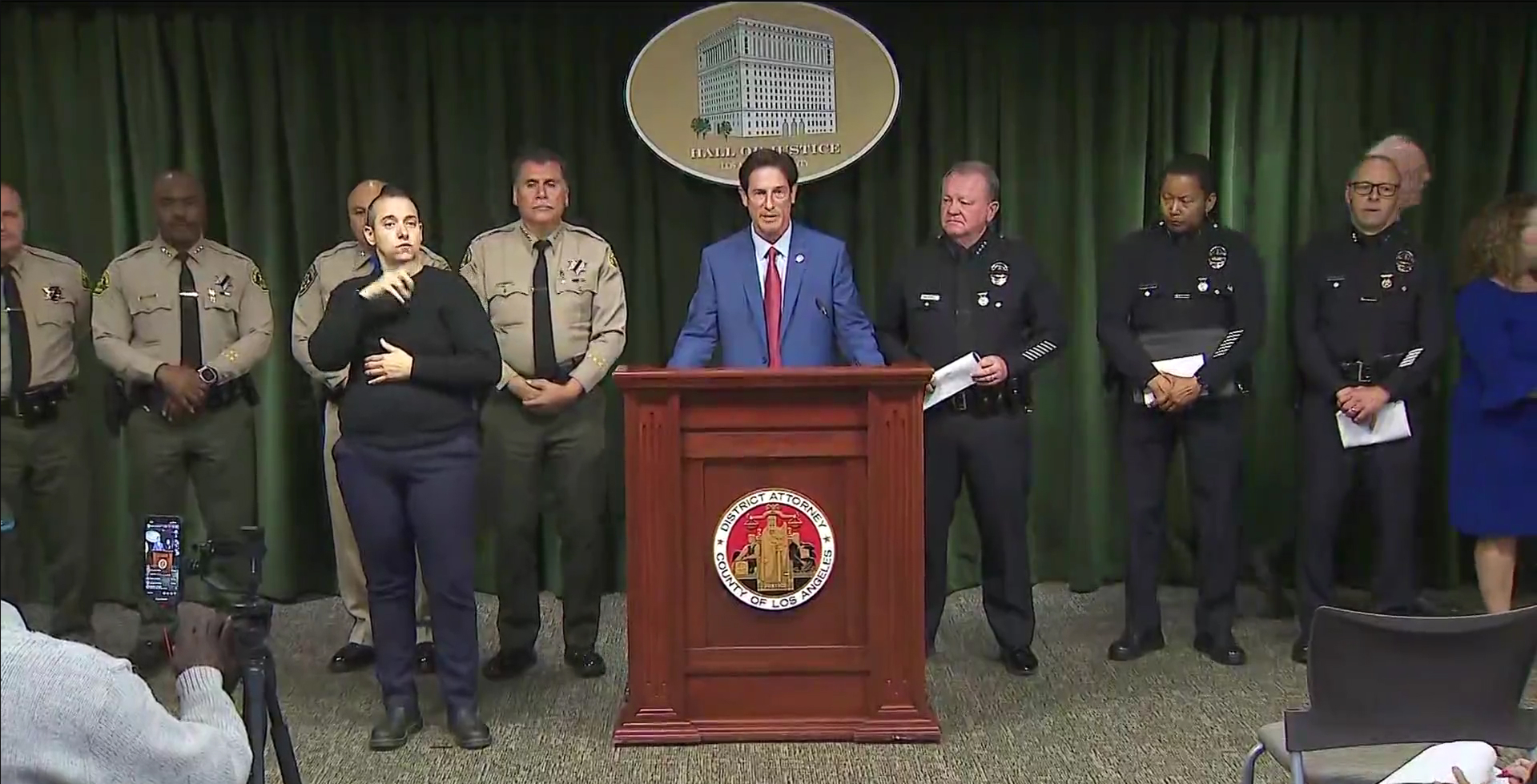 LA DA Hochman announces protest charges in downtown LA during KTLA press conference