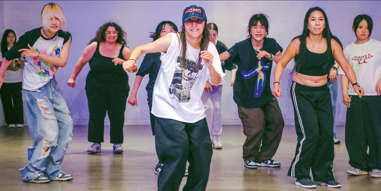 K-pop dance instructor Allyson Rodriguez and students at Debut Dance District in Koreatown, Los Angeles