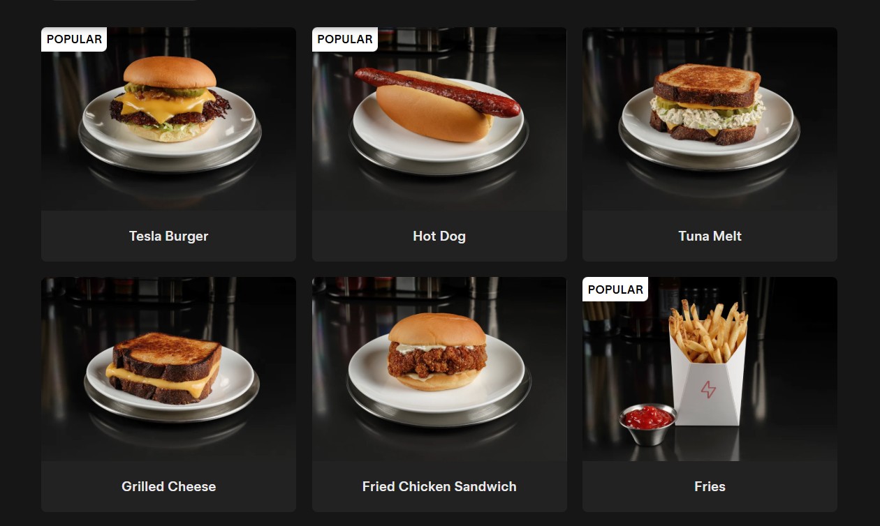 Tesla Diner menu