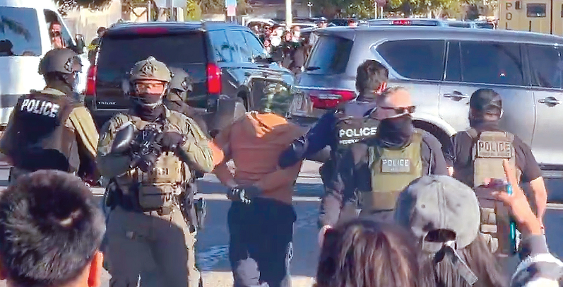 Homeland Security officers clash with protesters during an immigration raid at an Oxnard apartment complex amid Trump immigration crackdown.