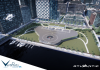 Electric Air Taxis to Fly Over LA as Vertiport Plans Advance graphic rendering of electric air taxis landing at a vertiport site in LA, VertiPorts by Atlantic