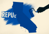 Prop 50: California’s False Victory—Power Won, Democracy Lost California map turning blue after Proposition 50, symbolizing Democrats taking redistricting control — generated with ChatGPT.