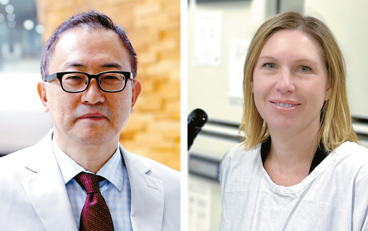 Cha Kwang Yul, director of CHA Medical & Bio Group, and Australian scientist Katie Ayers, winner of the Cha Kwang Yul Stem Cell Prize, shown in portrait photographs.